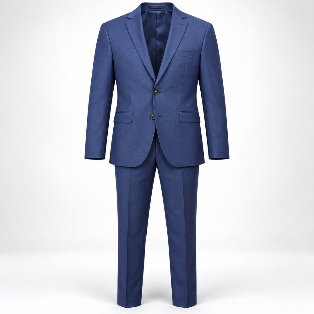 J.Ferrar Suit 40L 34x32 Blue Slim Fit Mens 2-Piece Stretch Wedding Business